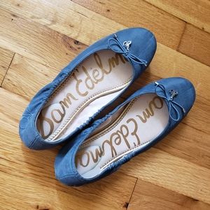 Sam Edelman blue flats with bow and logo